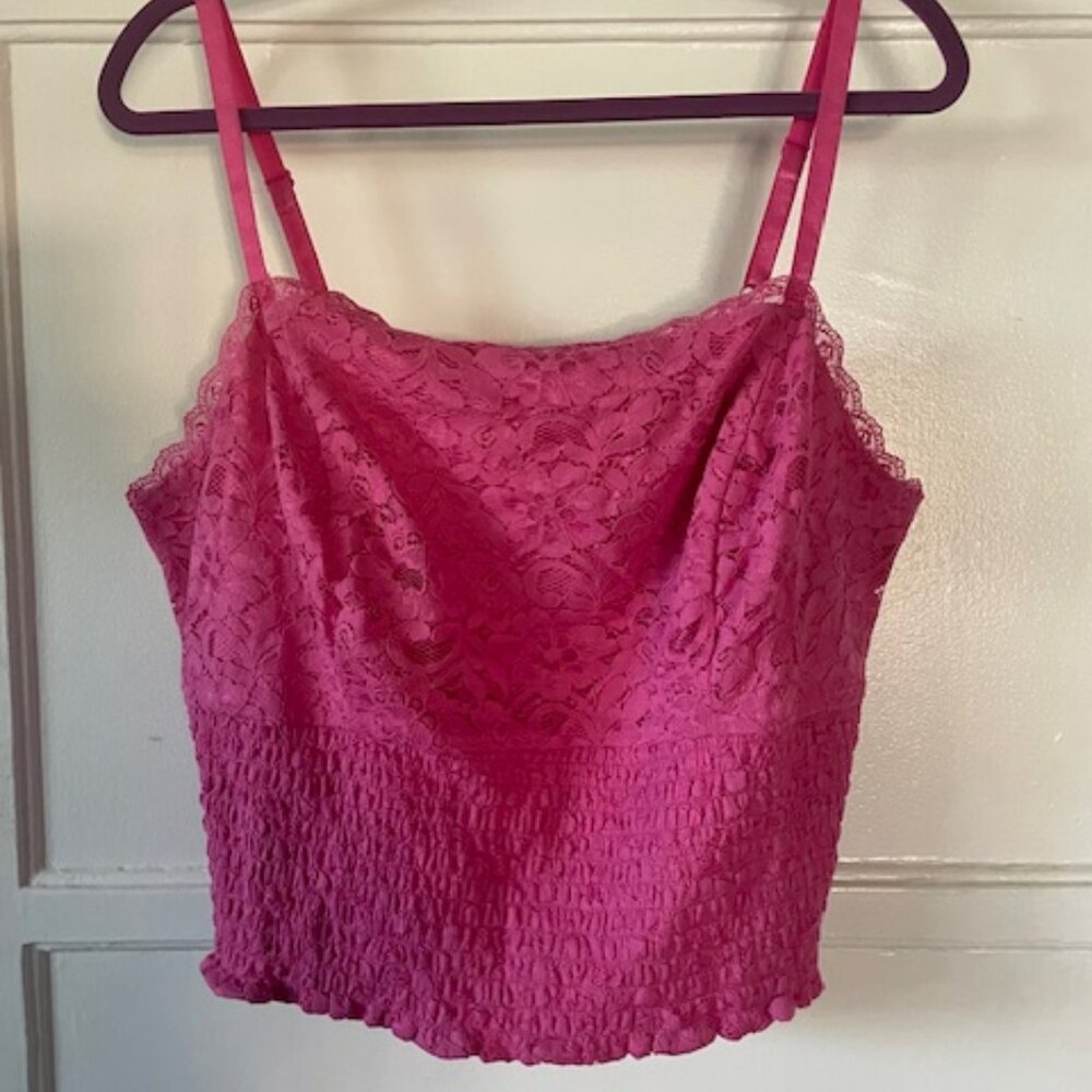 Torrid Size 3 Pink Lace Tank Cami Smocked Back NWT Feminine Fairy Boho